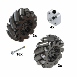 Kit rodas mecanum BB 4", com Nub Hub e Parafusos