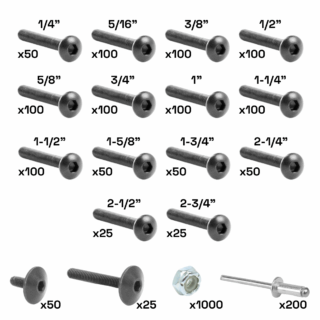 Kit de Hardware #10-32, cabeça abaulada